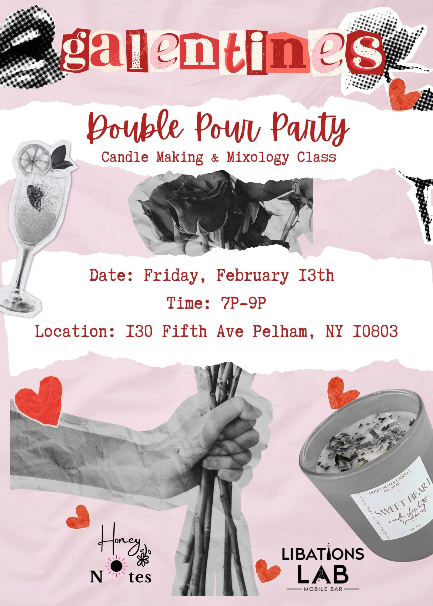 Galentine's Day Double Pour: Candle Making & Mixology Experience