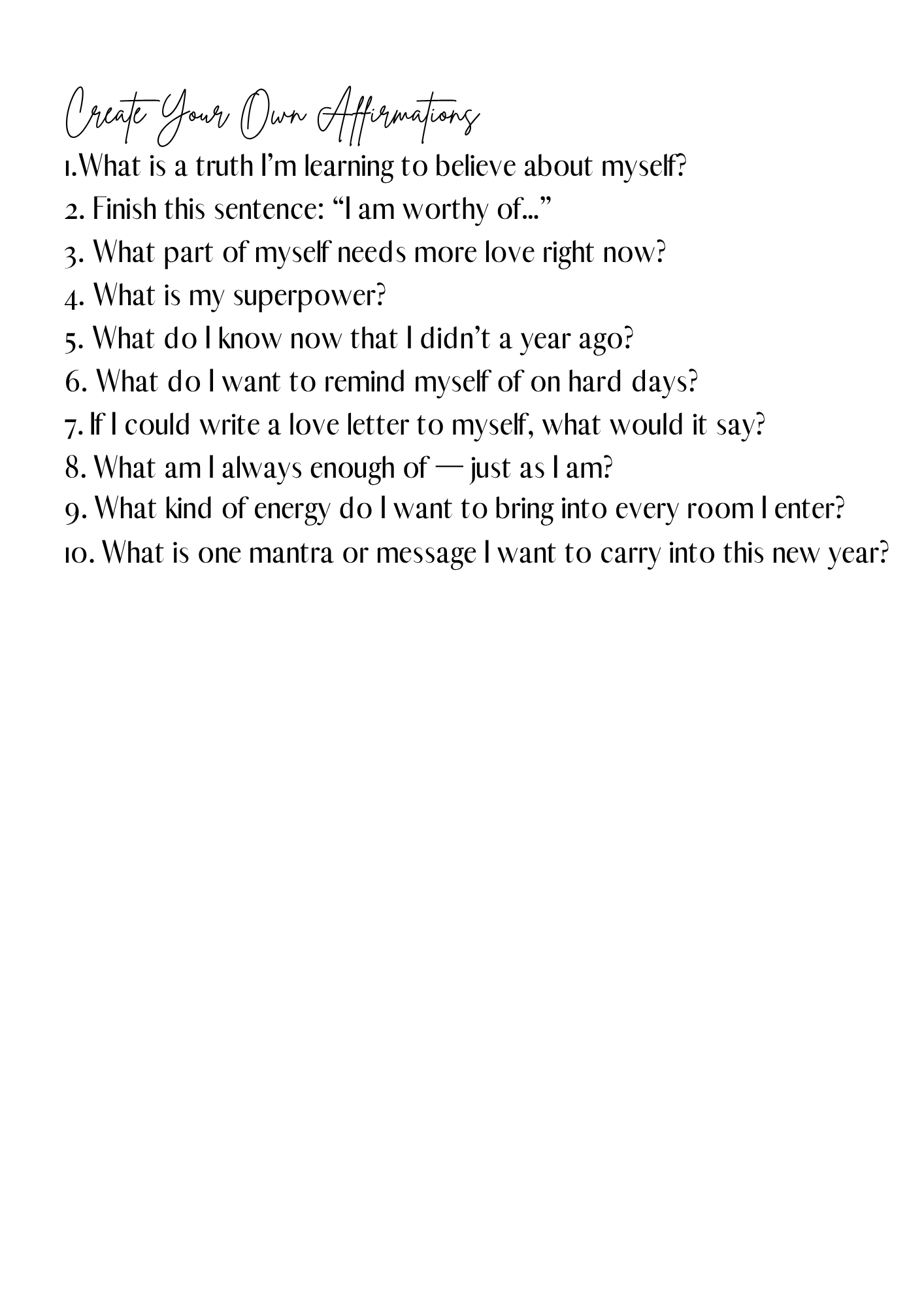 30 Writing Prompts for DIY Affirmation Card Deck