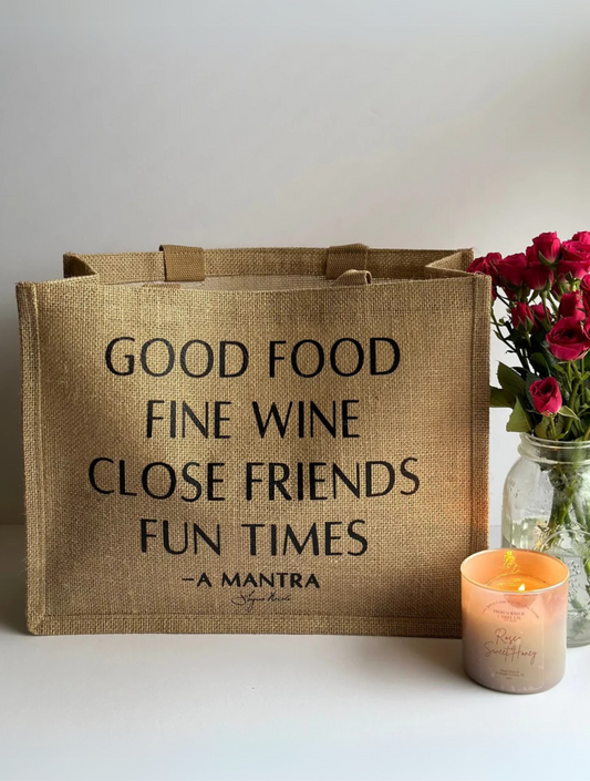 The Good Life Burlap Tote