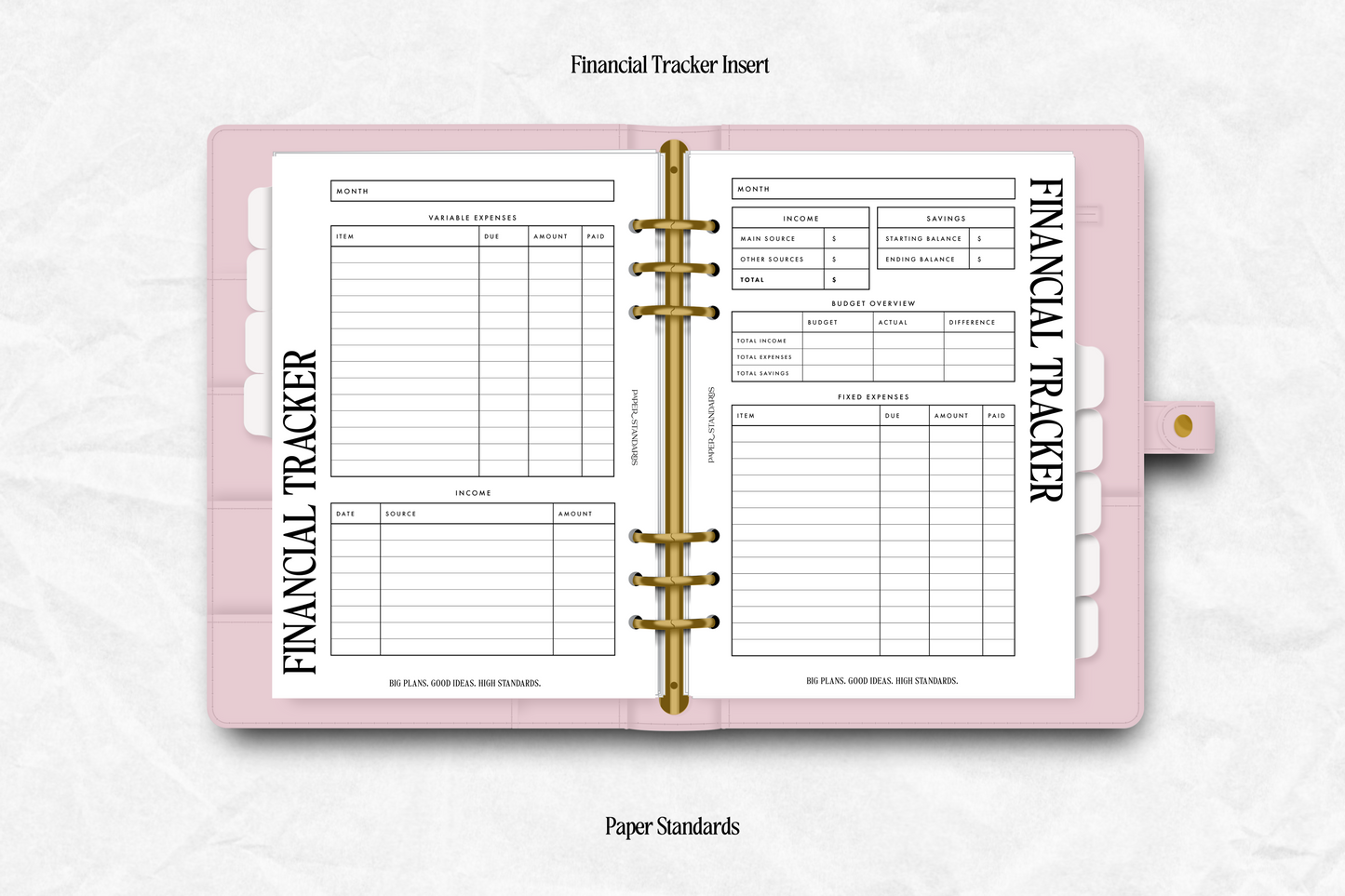 Goal Planning Insert-Paper Standards